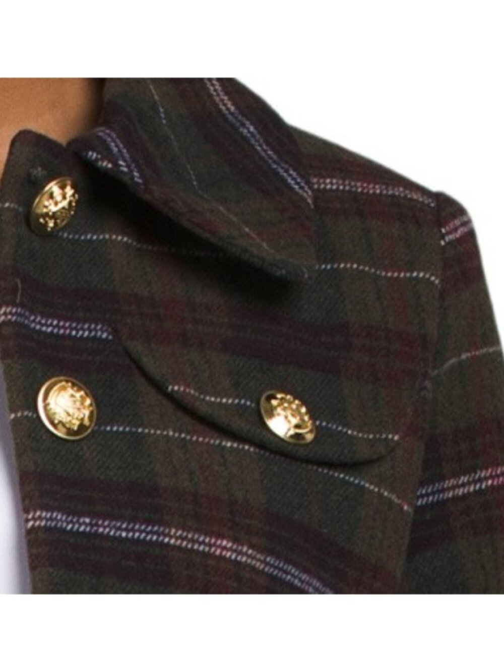 AVEC LES FILLES Mixed Plaid Four Pocket Cropped Jacket - Picture 3 of 4